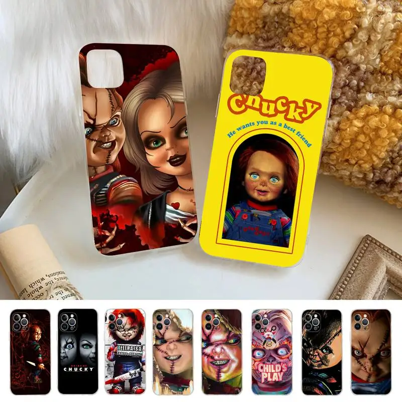 Horro Movie Chucky Phone Case For iPhone 13 14 Pro Max XS XR 12 11 Pro 13 Mini 6 7 8 Plus Clear Back Cover Capa