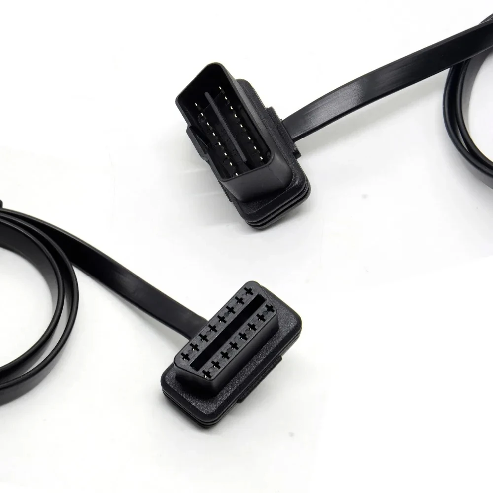 30CM/60CM Flat Thin OBD2 OBD II Car Extension Cable Connectors 16PIN Male To Female Connector For Auto ELM327 Interface