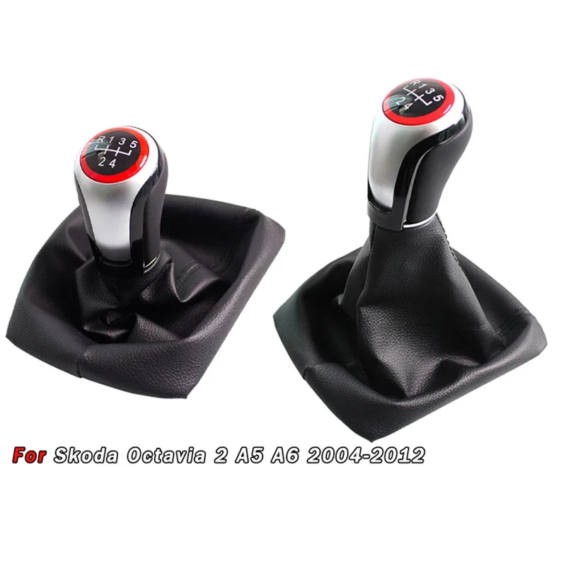 

5-Speed Manual Gear Shift Knob & Dust Boot for Skoda Octavia 2 A5 A6 2004-2012 - Transmission Lever, Durable Car Accessories