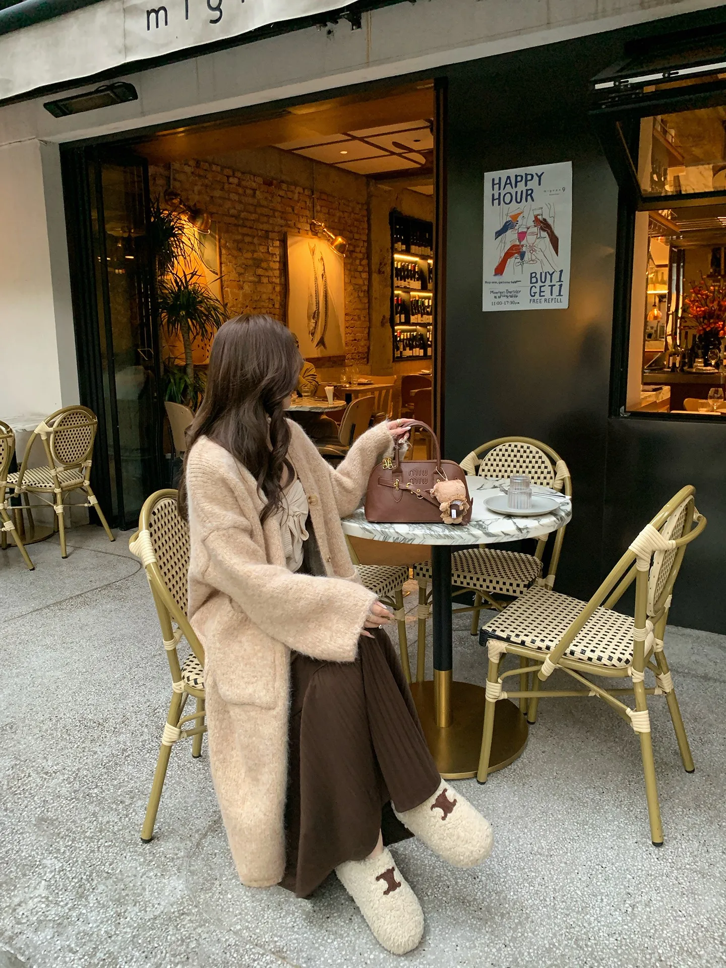 

Chen DaYu Women's Long Over-Knee Knitted Open Cardigan Thi Warm Winter Faion Commute Sle Loose Fit V-Ne Single Button