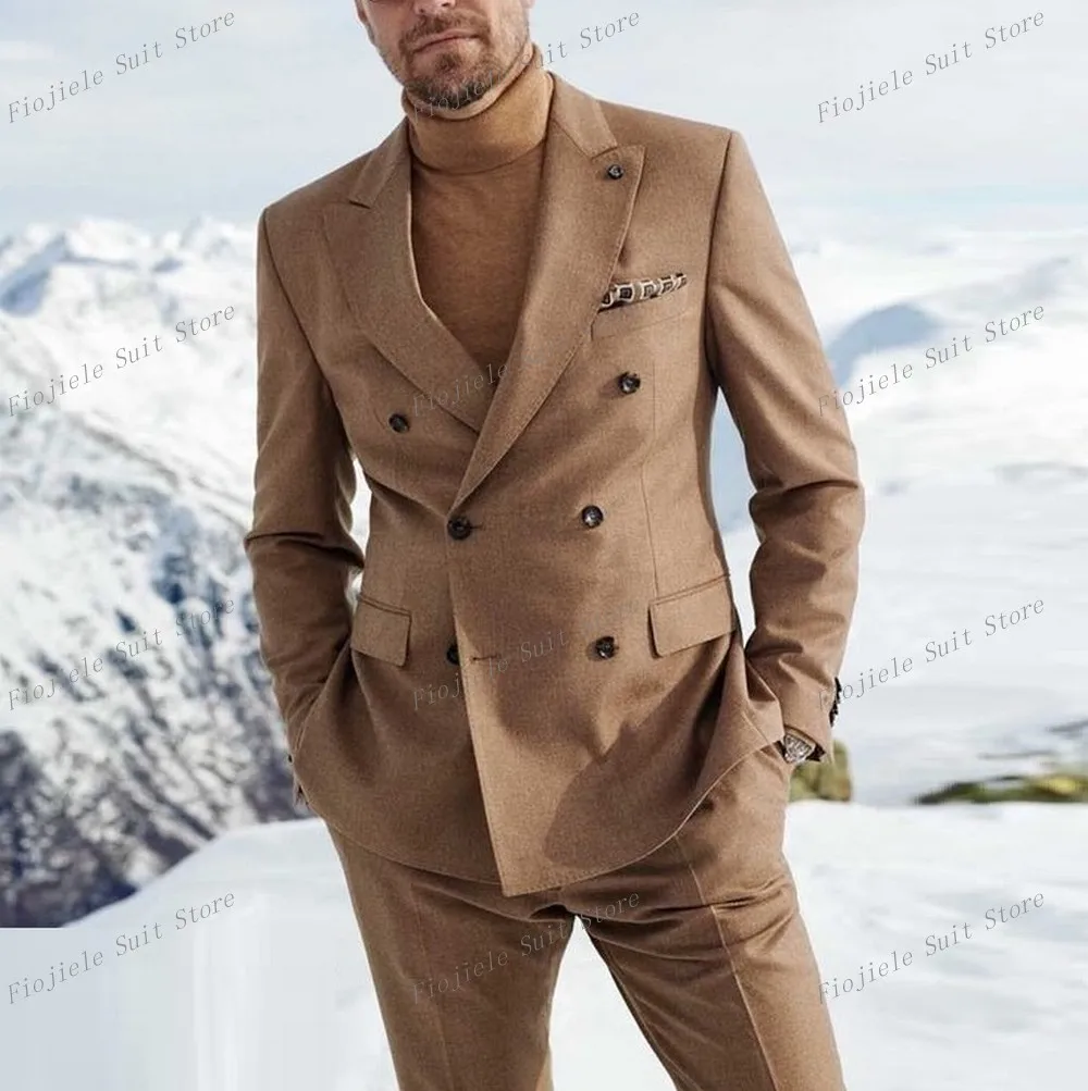 

New Formal Occasion Men Suit Groom Groomsman Wedding Party Prom Business Casual Male Tuxedos 2 Piece Set Blazer Pants A5