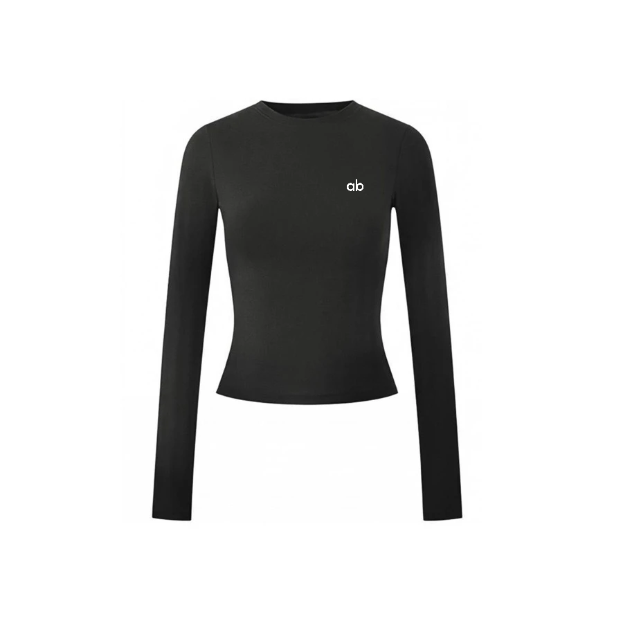 Women Fitness Clothes Casual Slim Fit Long Sleeve O-Neck T-shirts Tops Spring Fall Solid Color Tees with Thumb Holes Streetwear