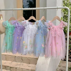 MILANCEL1-5Y Summer Girls Dresses  Butterfly Wings Dress for Girls Embroidery Kids Clothing