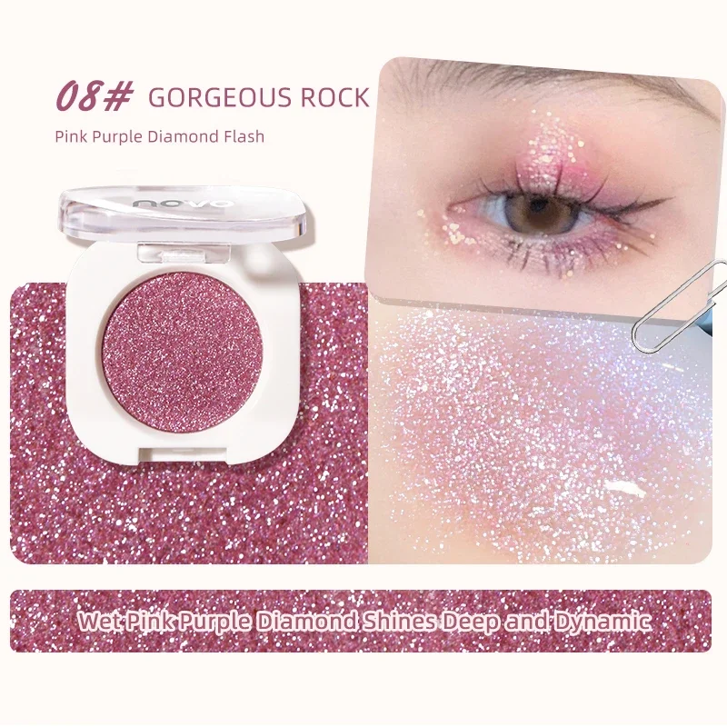 Diamond Silver sombra de ojos duradera resistente al agua monocromática brillante paleta de maquillaje de ojos brillo mate gris Rosa marrón sombra de ojos Cosmeti