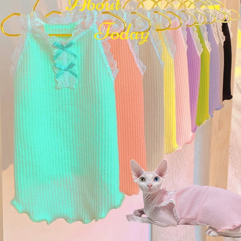 Sphinx Hairless Cat Clothes Cotton Puppy Kittens Vest Shirt For Sphynx Cats Camisole Soft Devon Rex Thin Pajamas Clothing