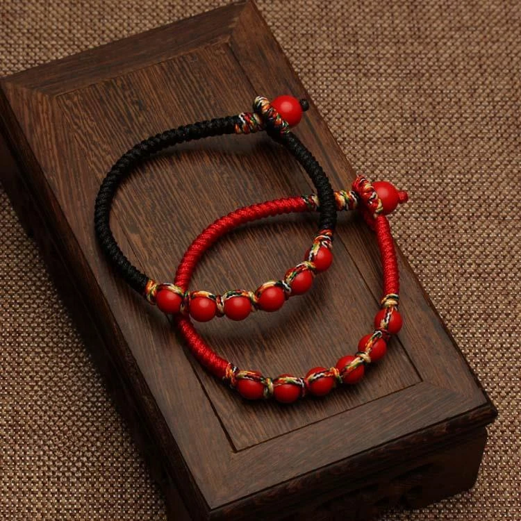 UMQ Natural Cinnabar Dorje Knot Custom Red Rope Colorful Braided Rope Couple's Birth Year Good Luck Wish Marriage