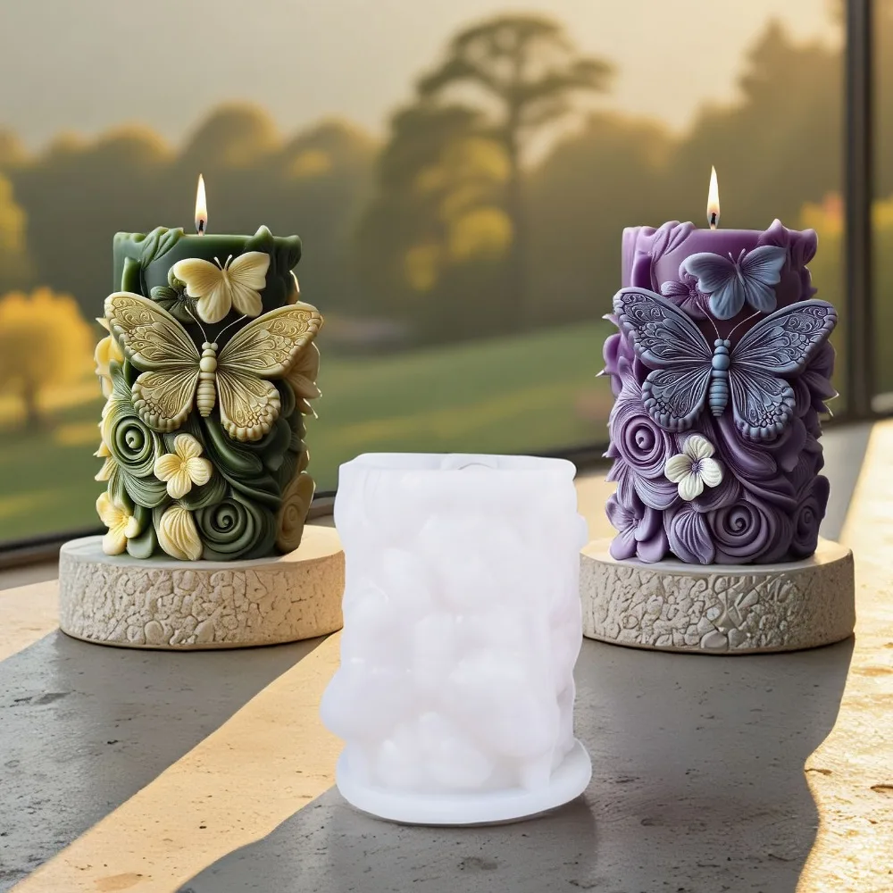 DIY 蝶の花柱キャンドルシリコーン型手作り動物ドリップ接着剤樹脂クリエイティブ装飾香りキャンドル家の装飾メイク