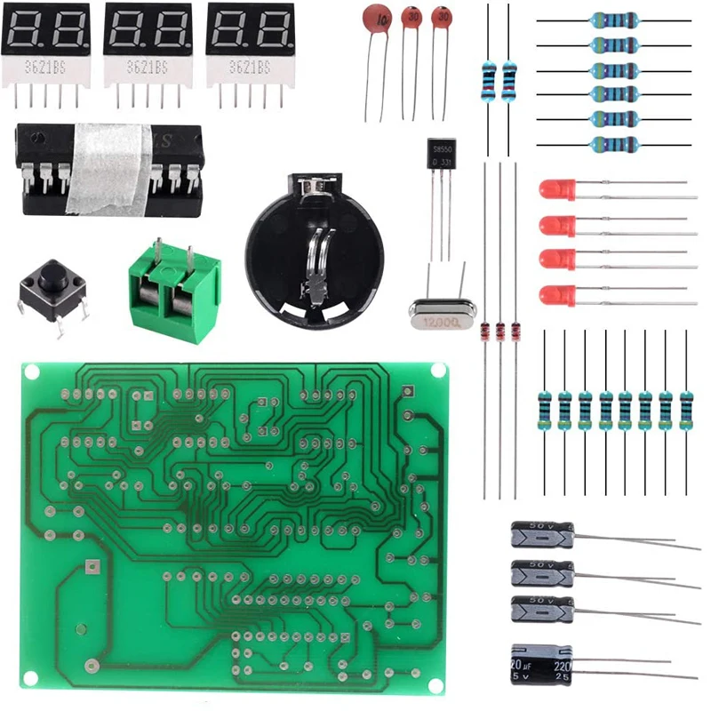 6 Bits Digital LED Electronic Clock DIY Kits PCB Soldering Practice Learning Board AT89C2051 and Components for Arduino