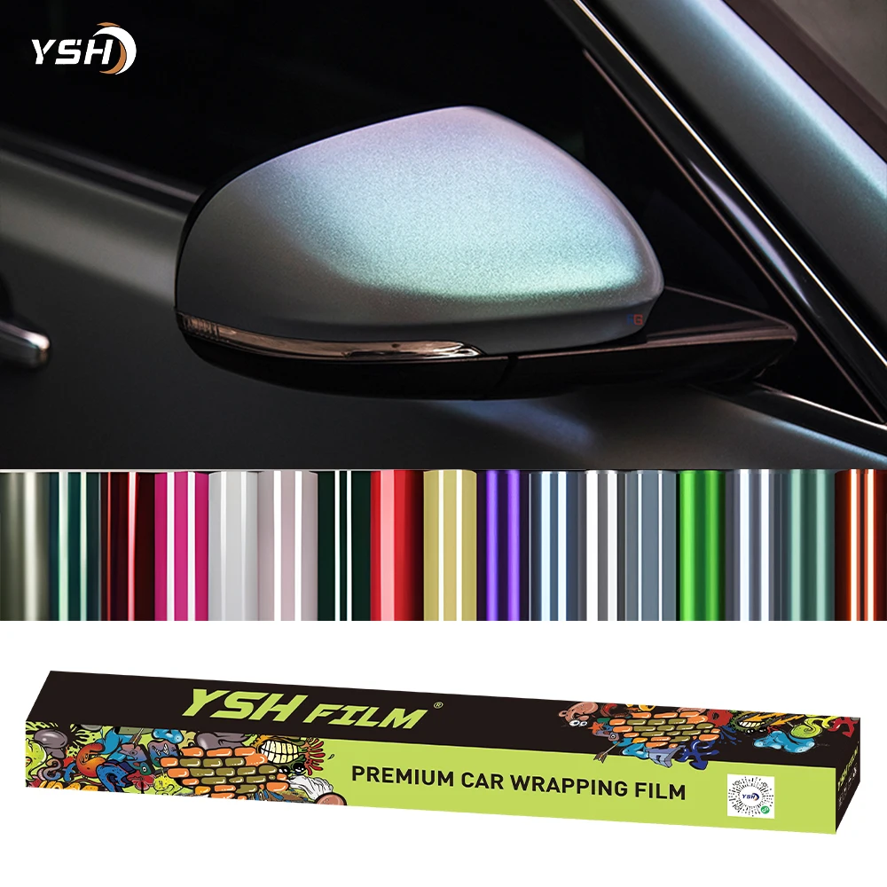 Film Mobil PET Fotochromic Matte Self Healing, Vinyl PVC Pembungkus Warna-Warni, Tint Berubah Warna Anti Gores untuk Bodi Mobil