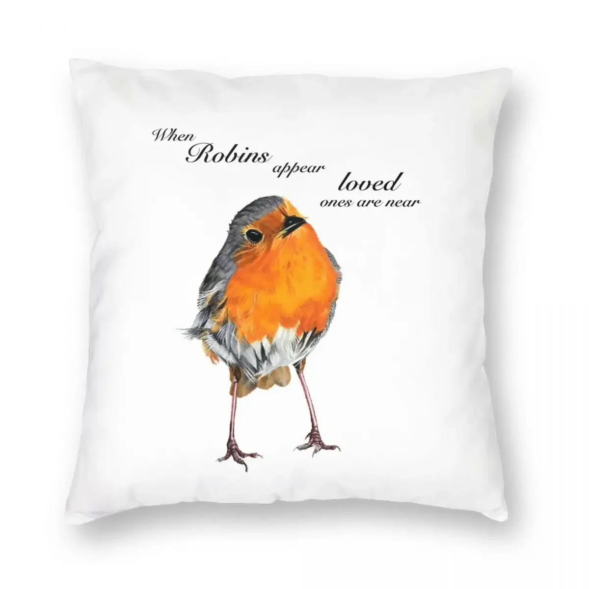 Robins Appear When Loved Ones Are Near Pillowcase Polyester Linen Velvet Printed Zip Decor Pillow Case Sofa Cushion Cover