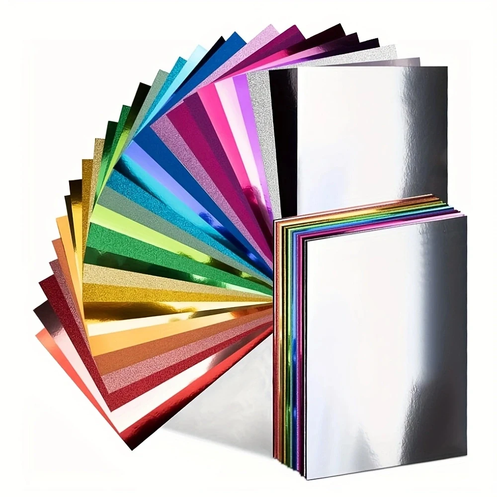 Mirror Holographic Color Glitter Metallic Foil Paper 250gsm 8.27