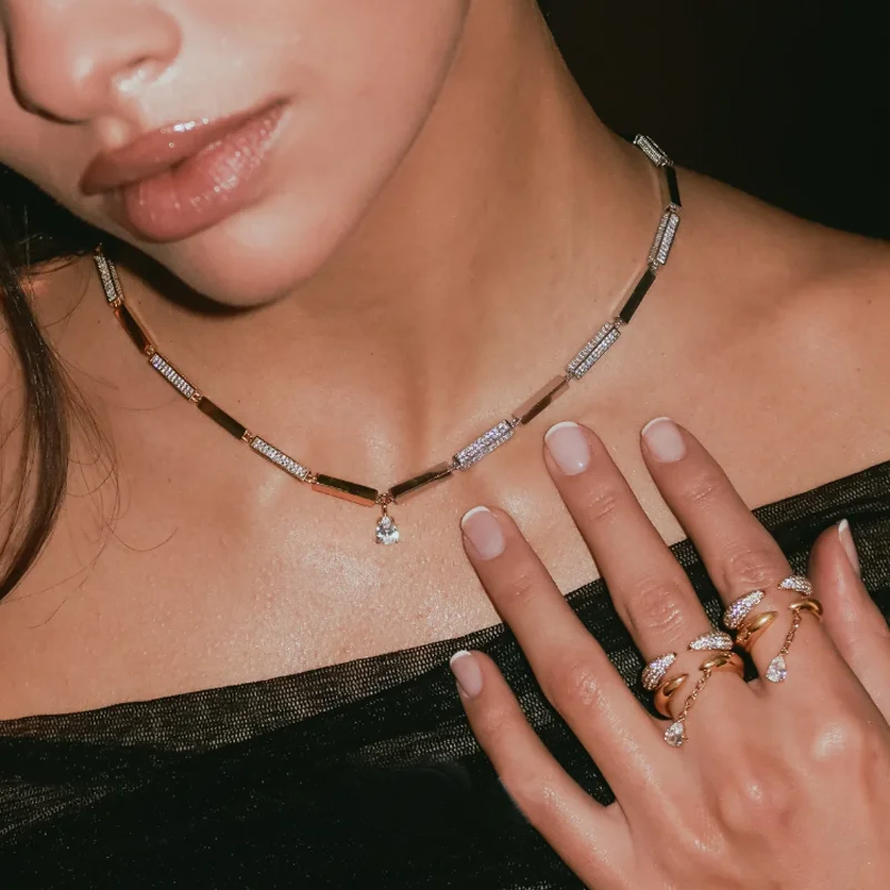 

New Open Adjust Drop CZ Tassel Ring For Women Girl Gold Color Micro Pave White Tear Drop Cubic Zirconia Rings Finger Jewelry