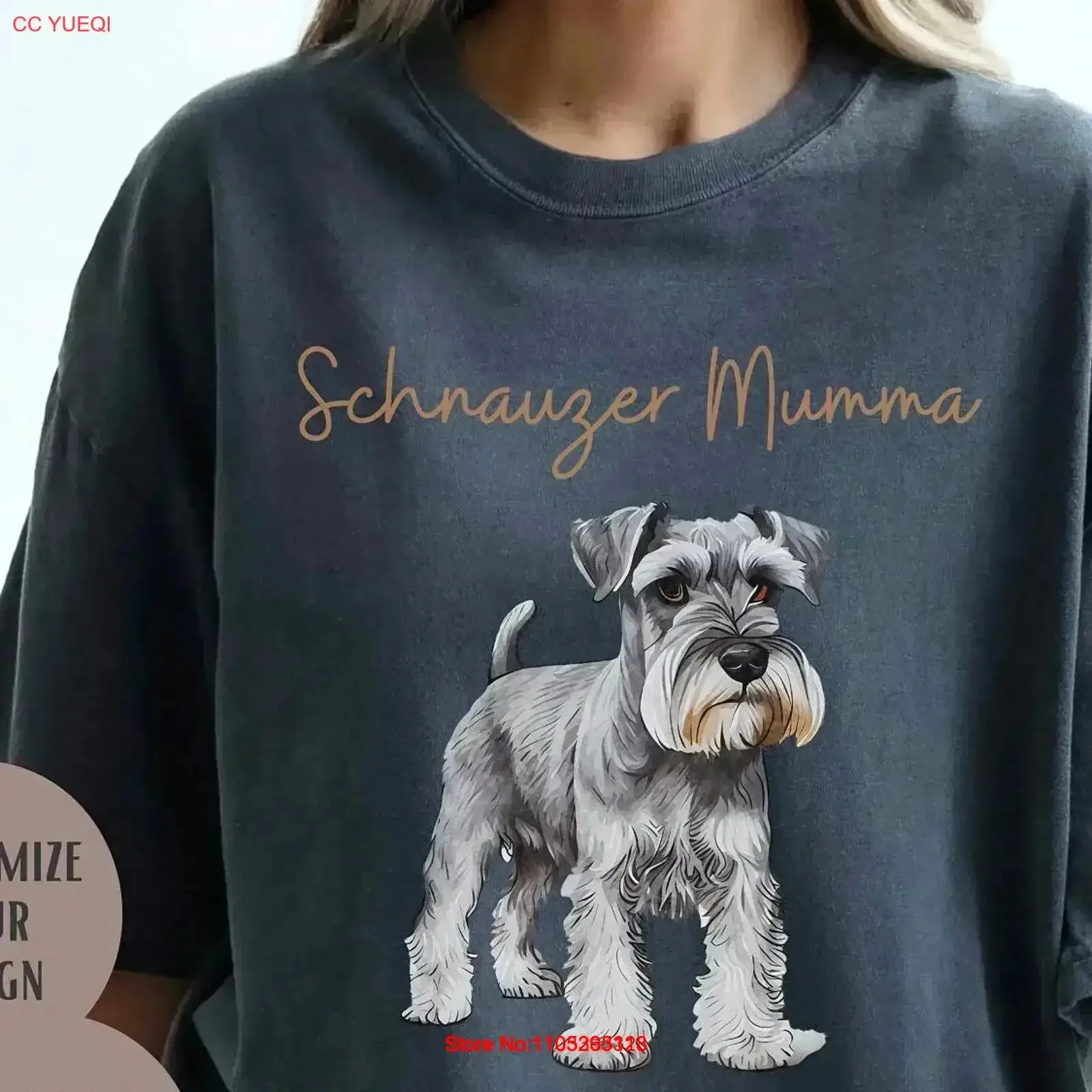 Schnauzer Mumma T shirt Custom Dog Mum s Miniature Schnauzers Lover Lovers vintage Washed Top For Everyday Wear Soft Versatile