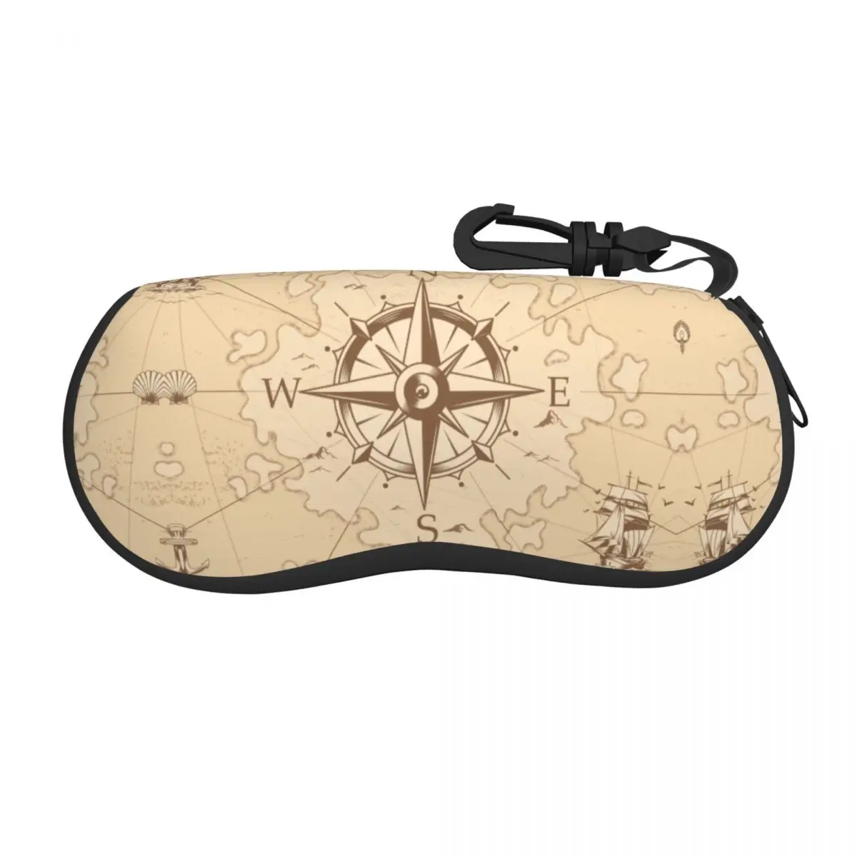 

Custom Vintage Pirate's Map Shell Glasses Case Unisex Fashion Nautical Compass Sailor Eyeglasses Case Sunglasses Protector Box