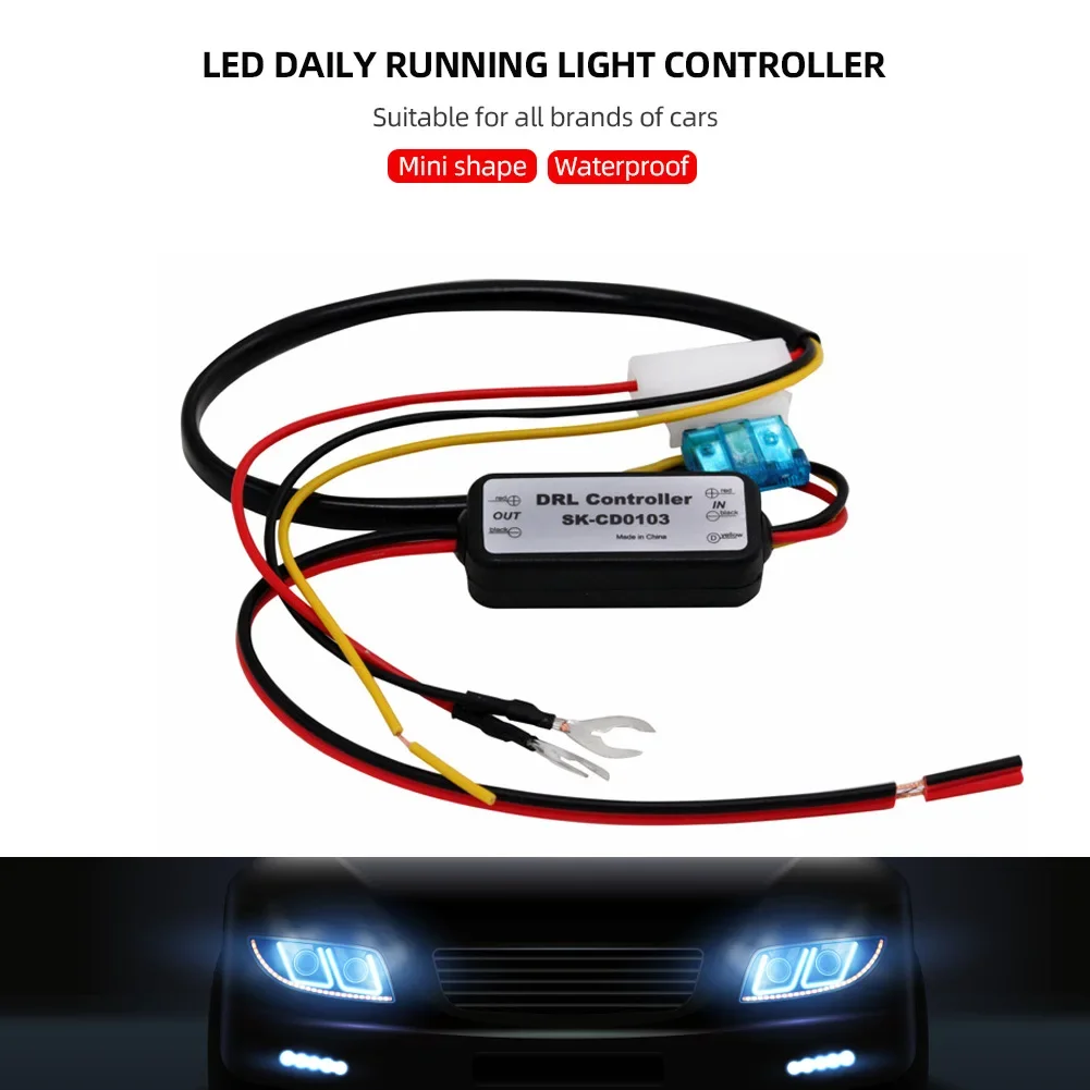 DRL Controller Auto Car LED Daytime Running Light Relay Harness Dimmer On/Off 12-18V Fog Lamp Control