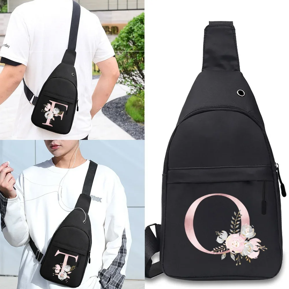 Shoulder Bags Outdoor Sport Picnic Messenger Pink Flower Serie Pattern Cross Body Chest Bag for Male 2024 Fashion Korean-Style