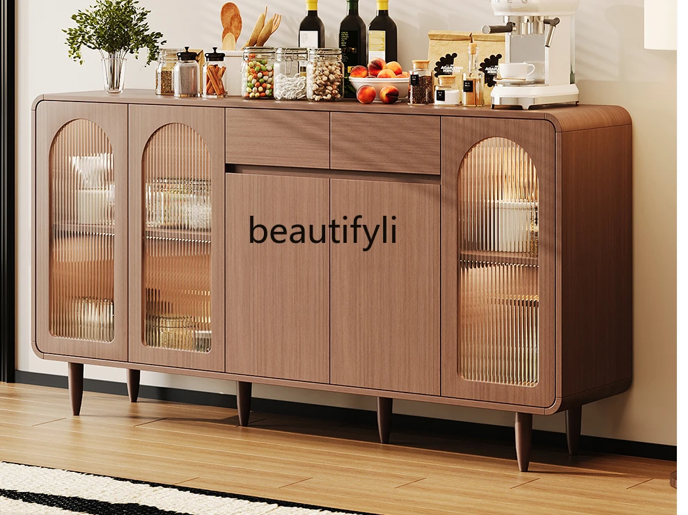 Solid Wood Sideboard Guest Restaurant Tea Cabinet Storage Small Size Water Bar Integrated Wall High Cabinet Locker