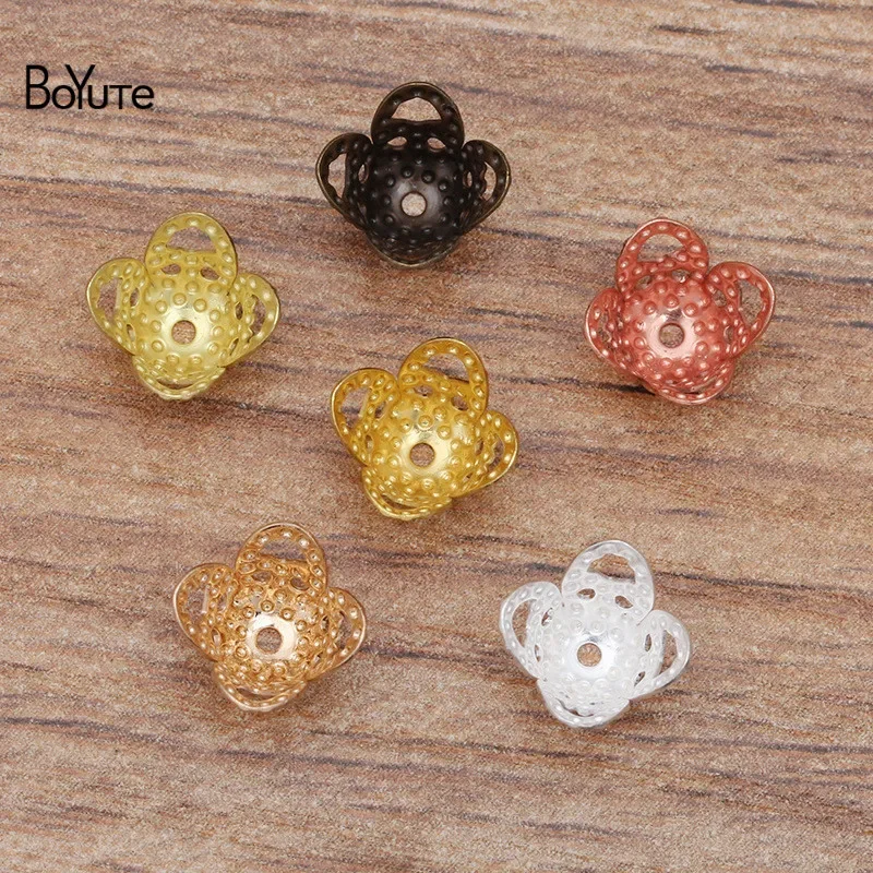 BoYuTe-Matériaux de bijoux à bricoler soi-même, 200 pièces/lot, 8mm, bouchons de perles de fleurs en laiton Filig123