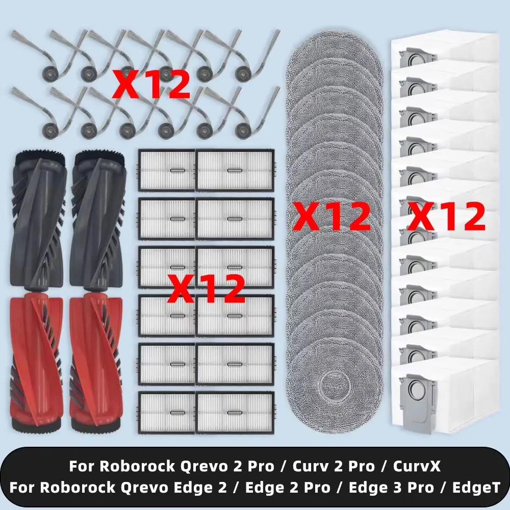 �y�Z�[�����z�ƌ݊�����( Roborock Qrevo 2 Pro / Curv 2 Pro / CurvX / Edge 2 / Edge 2 Pro / Edge 3 Pro / EdgeT ) ����X�y�A�p�[�c�A�N�Z�T���[ ���C���T�C�h�u���V HEPA �t�B���^�[ ���b�v�N���X �_�X�g�o�b�O