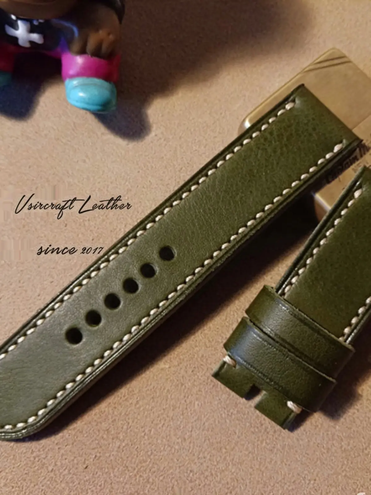 HANDMADE CUSTOM ITALIAN COWHIDE WATCH STRAP, INK BLUE, WASHED GRAIN, SOFT, DURABLE, THICKENED, AMERICAN STYLE, PIN BUCKLE