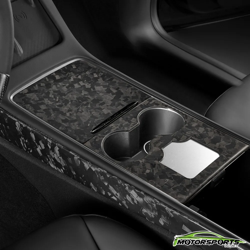 Fit 17-23 TESLA Model 3/Y Forged Carbon Centre Console Overlay Matte Black