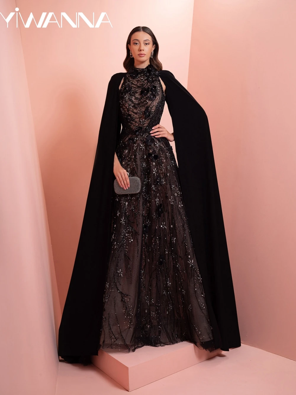 

Новое мерцающее длинное вечернее платье с кристаллами и бисером, иллюзия трапециевидной формы с накидкой и рукавами, свадебное платье, великолепные платья для выпускного вечера по индивидуальному заказу