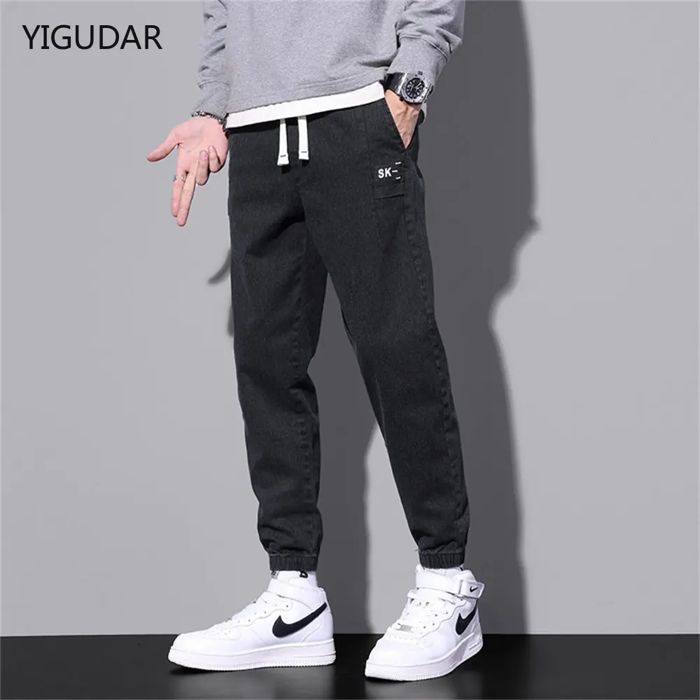 

Hip Hop Cotton Harem Pants Men Solid Elastic Waist Streetwear Joggers New Baggy Drop-crotch Pants Casual Trousers Men pants