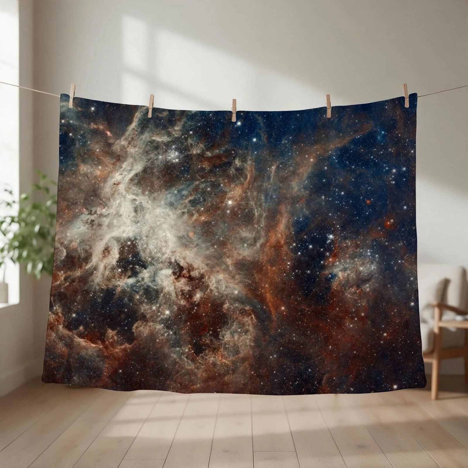 Space Doradus Nebula Galaxy Stars Throw Blanket couch cozy soft plush fuzzy picnic outdoor blanket