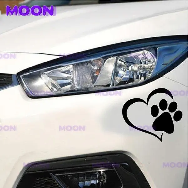 Cute dog paws and peach heart car stickers Cartoon dog cat love pet car stickers Suitable for car window decoration