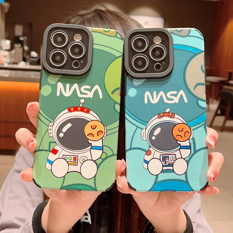 Cartoon Astronaut Vertical Stripe Case for Samsung Galaxy S23 S22 Ultra S21 S20 FE Plus S10 A53 A73 A52 A52S A32 A51 A71 A21S