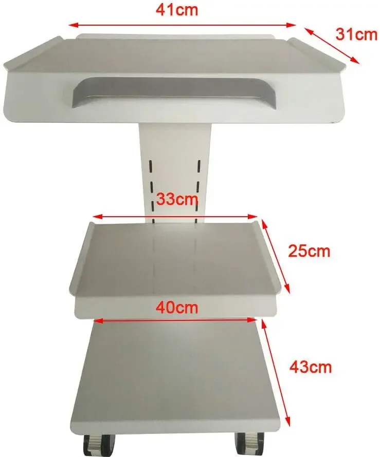 Multi-Function Trolley Cart, 3 Layer Rolling Tray Lab Clinic Cart w/Built-in Socket, Mobile Medical Salon Trolley