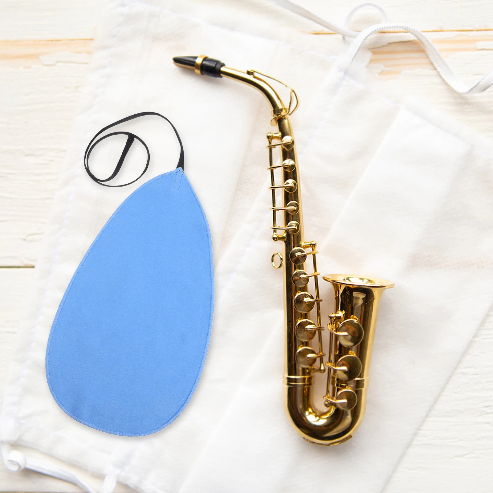 

4pcs Cleaning Cloth for Saxophone Flute Clarinet Instrument Blue Absorbent Swab Tube Maintenance Hardwearing Microfiber Dust