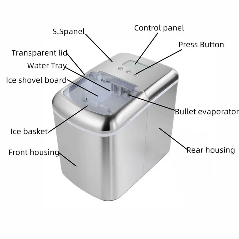 Portable Electric Countertop Ice Maker, 500G/H, Self-Cleaning, 600G Ice Capacity, Available in Two Sizes—Ideal for Home Kitchens