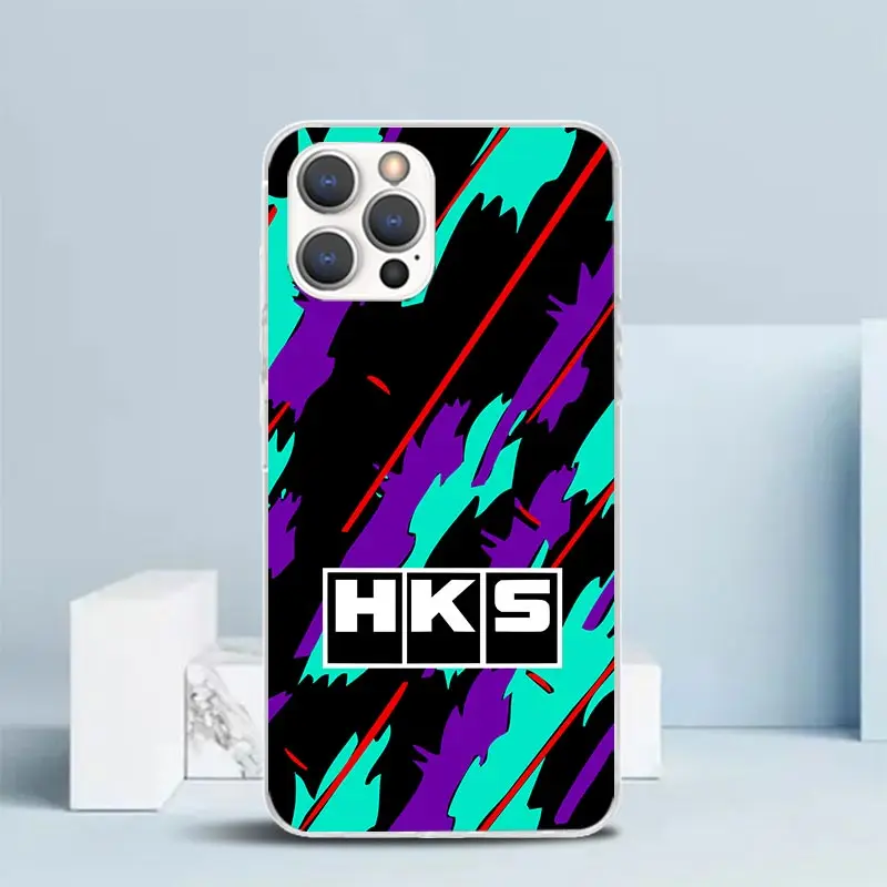 Sports Car HKS JDM Phone Case For IPhone 16 15 14 13 12 11 Pro Max Mini XR XS X 7 Plus 8 + SE 2020 Soft TPU Back Cover