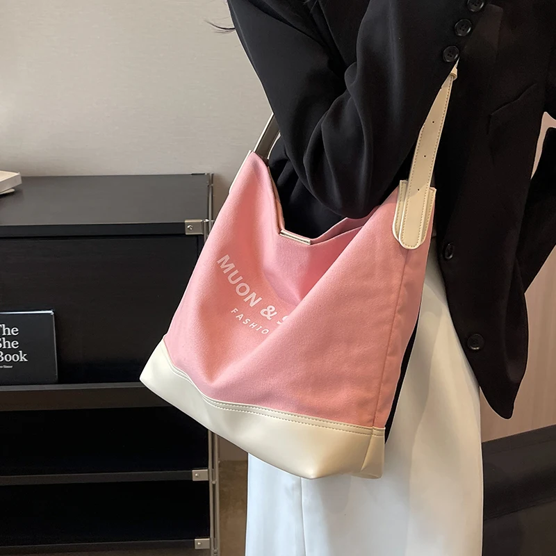 Sacs seau en toile pour femmes, sacs à main à bandoulière initiés par la fermeture éclair, sac à provisions, marque de luxe, tendance de la mode,