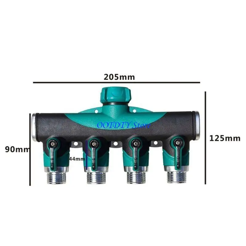 367A 3/4 Inch Thread Brass 4 Way Hose Pipe Splitter Nozzle Switcher Tap Adapter Conne