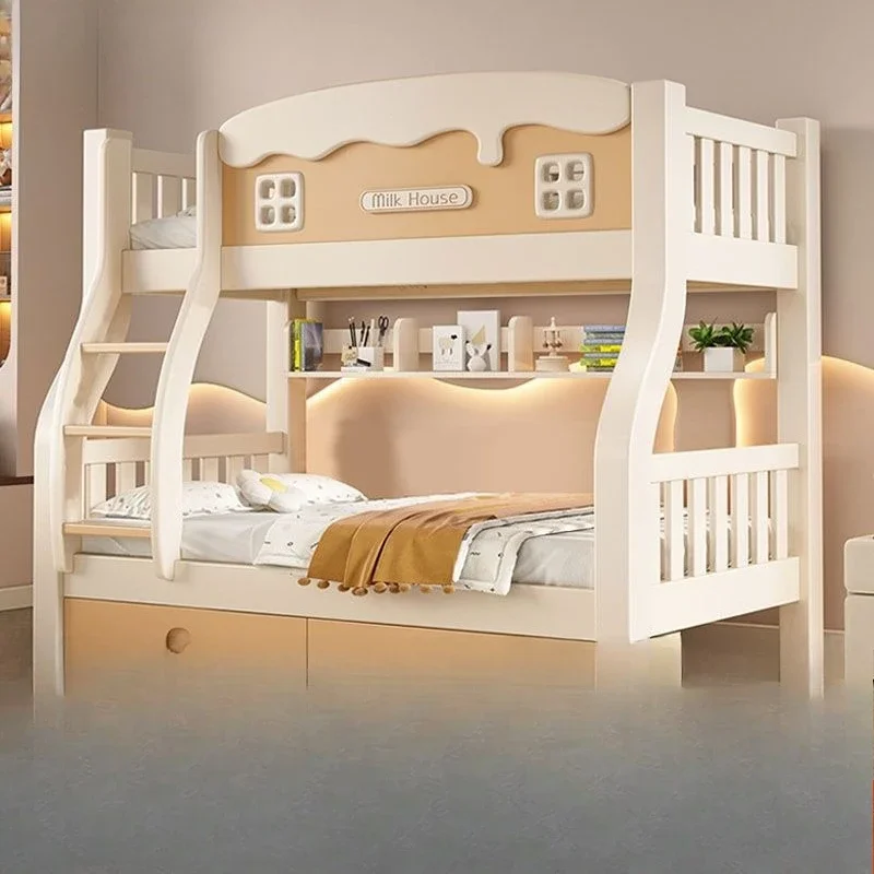 All solid wood upper and lower , bunk beds, high and low , small apartment type, adult two-layer child and mother bed,