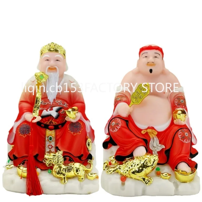 8 Inch Resin Crafts Feng Shui Laughing Buddha Statue Vietnam Land God of Wealth Statue Home Living Room Worship Wealth