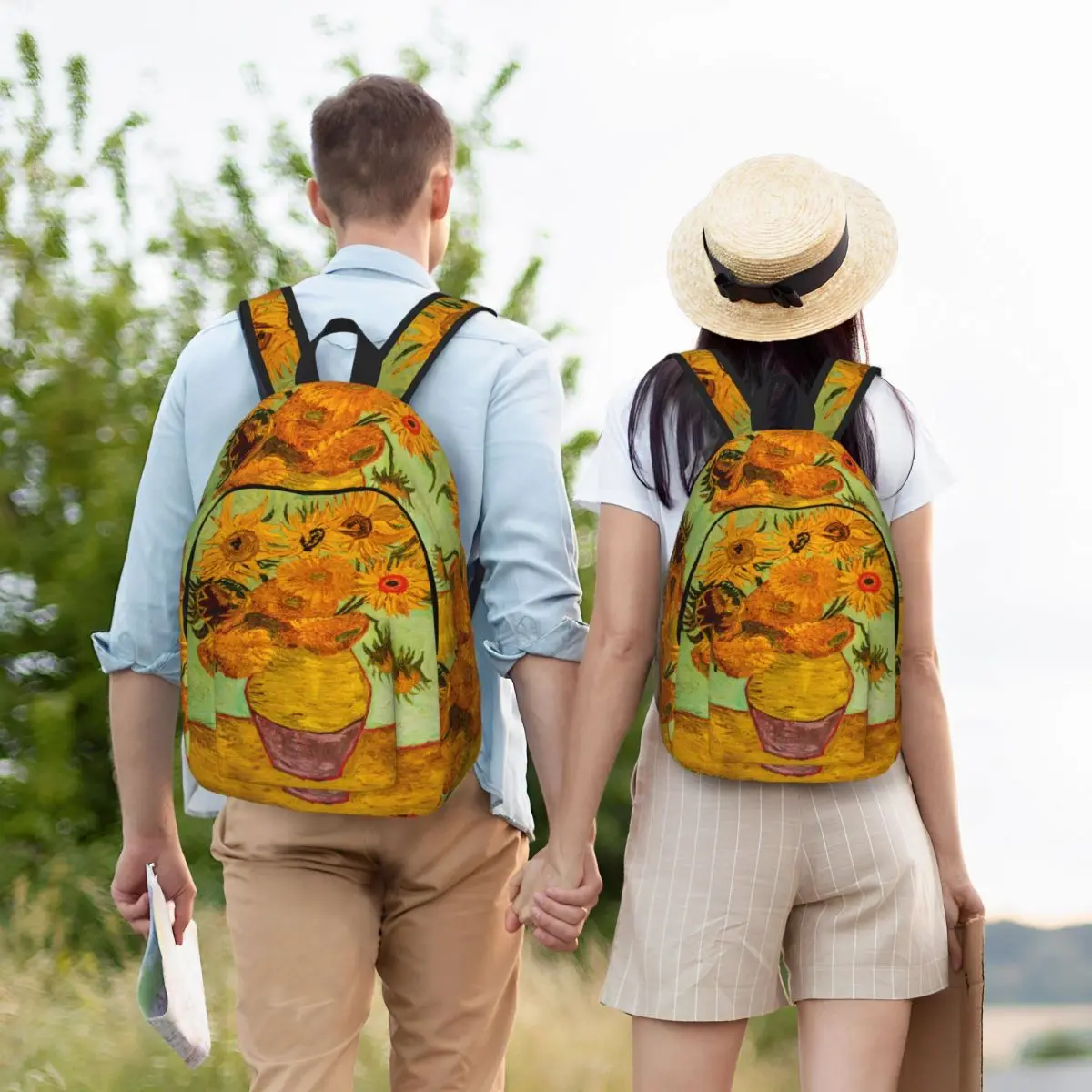 Mochila de pintura al óleo de girasoles de Van Gogh para hombres y mujeres, mochila fresca para escuela secundaria, negocios, bolsas de lona para computadora portátil, regalo