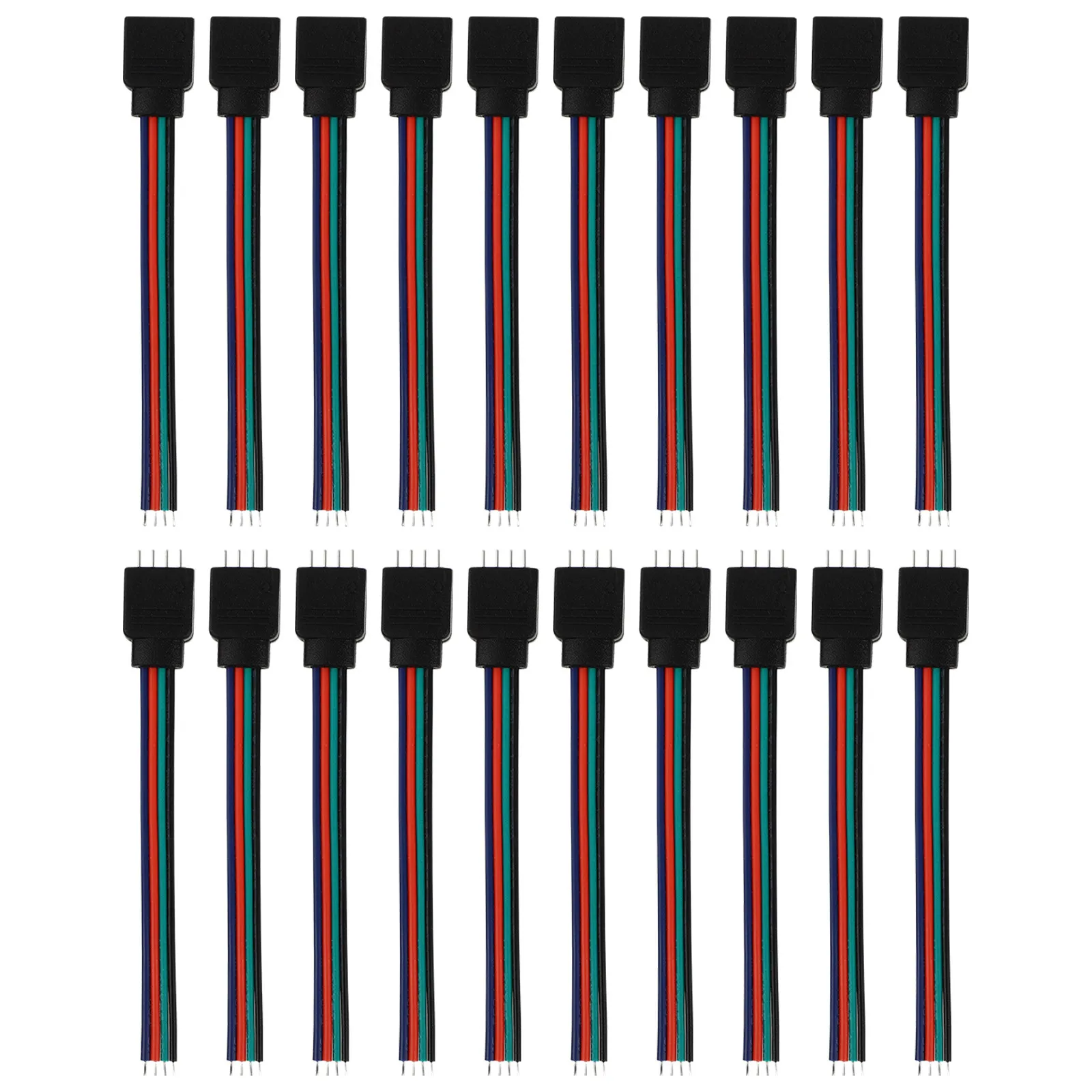 40Pcs LED Strip Light Connectors 4-Pin Rgb Female Male Connector Wire Cable Solderless Easy Quick Install Adapter for LED Strip
