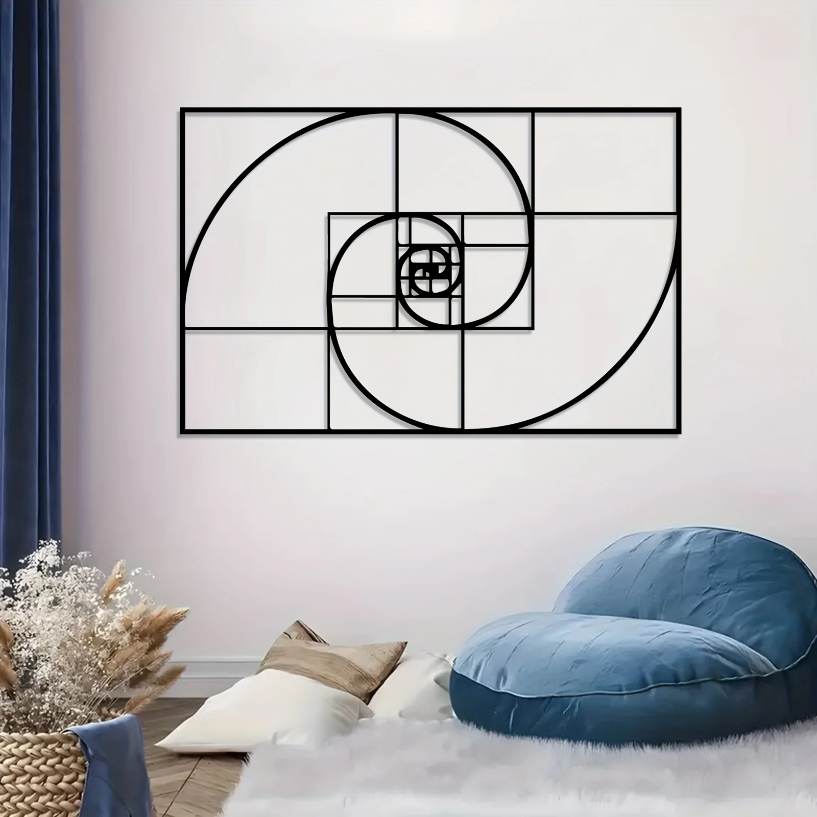 CIFBUY Fibonacci-Spirale Metall-Wandkunst Goldenes Verhältnis Skulptur Wandbild Vintage Eisen Mathematik-Design für Wohnzimmer-Dekoration Geschenk