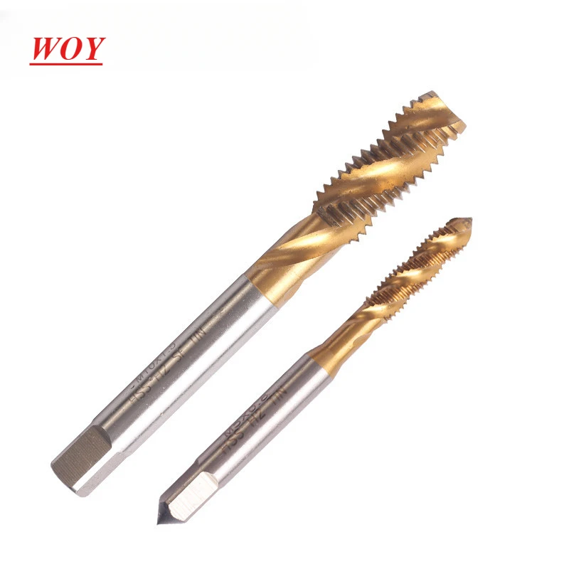 

WOY Spiral Flute Inch Thread Taps Straight Flute Machine Screw And Die Plug Set Machine For HSS With Coating Titanium Material