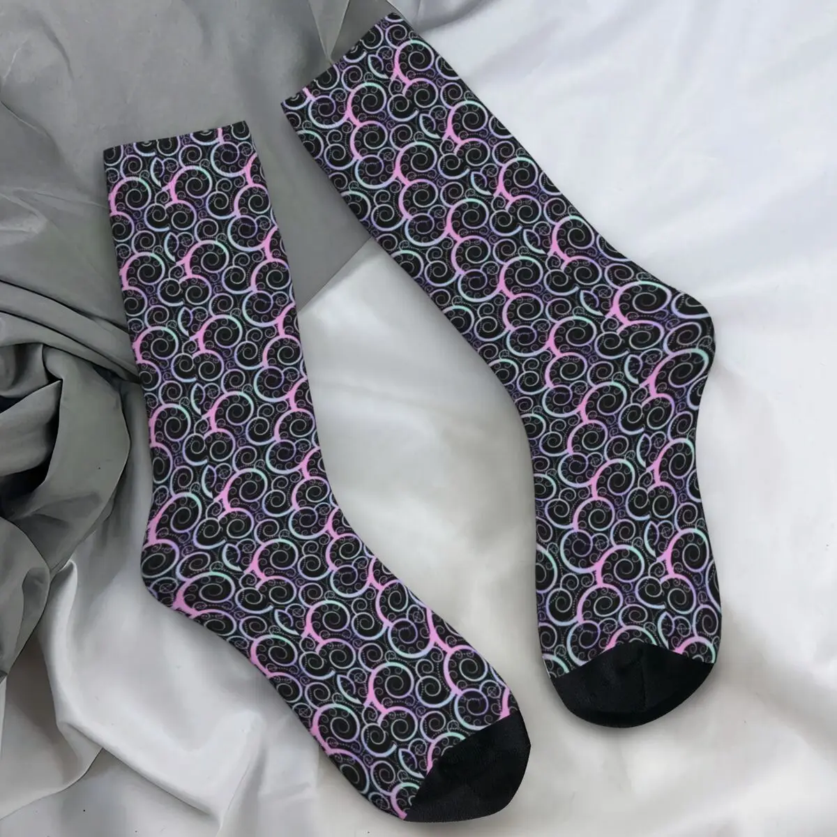 Mandala Glittery Socks Abstract Geometric Fashion Casual Stockings Autumn Anti-Slip Women Men Socks Medium Soft Outdoor Socks