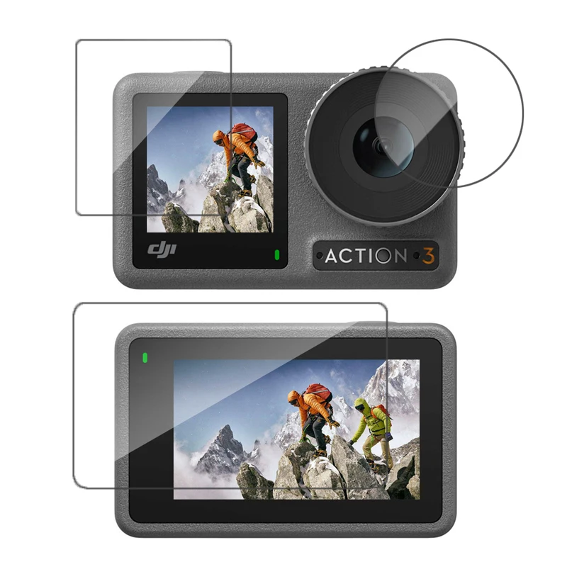 Силиконовый чехол для DJI Osmo Action 3, защита экрана из закаленного стекла, защитная пленка, крышка для объектива, аксессуары для DJI Action 3