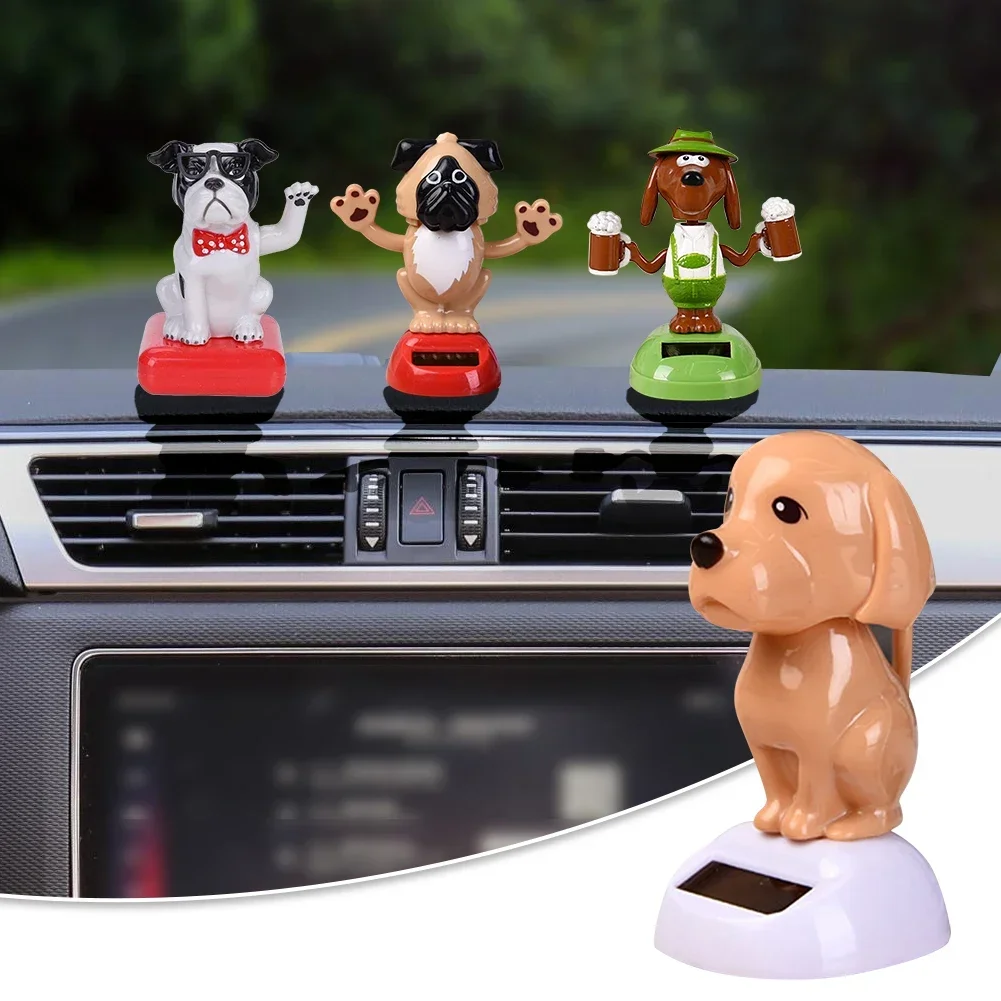 Solar Powered Cute Car Puppy Dog Ornament Swing Doll Auto Accessories Dancing Shaking Head Dashboard Decoration Car Styling