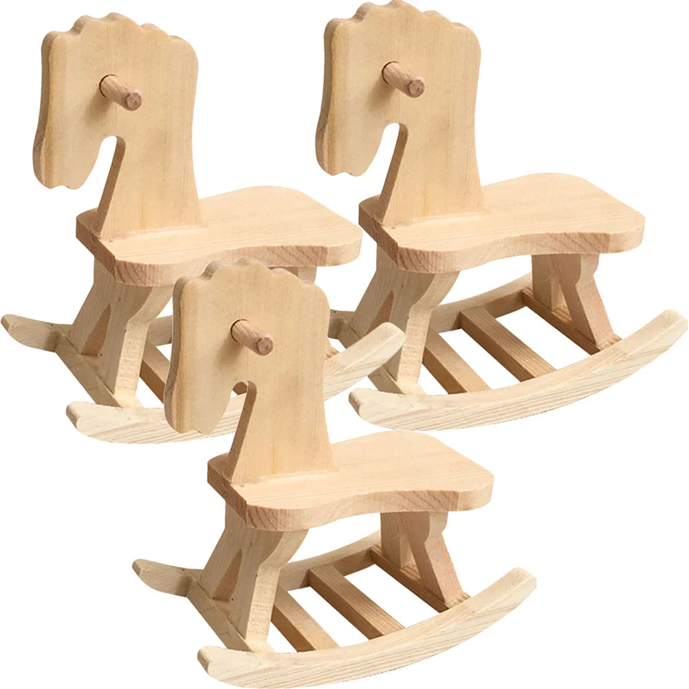 

3 Sets Number DIY Toy Wooden Horse Child Girls Toys Airplane Puzzle 3d Puzzles Model