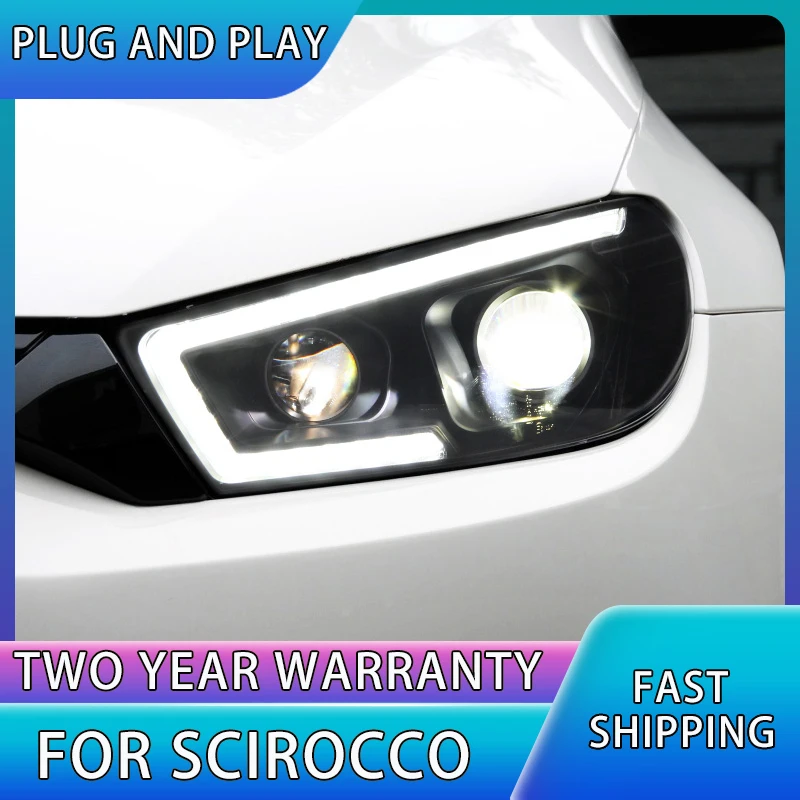 

For VW Scirocco headlights 2009-2017 Scirocco 1.4T 2.0T Dynamic turn signal head lamp led DRL Bi-Xenon Lens Double Beam HID KIT