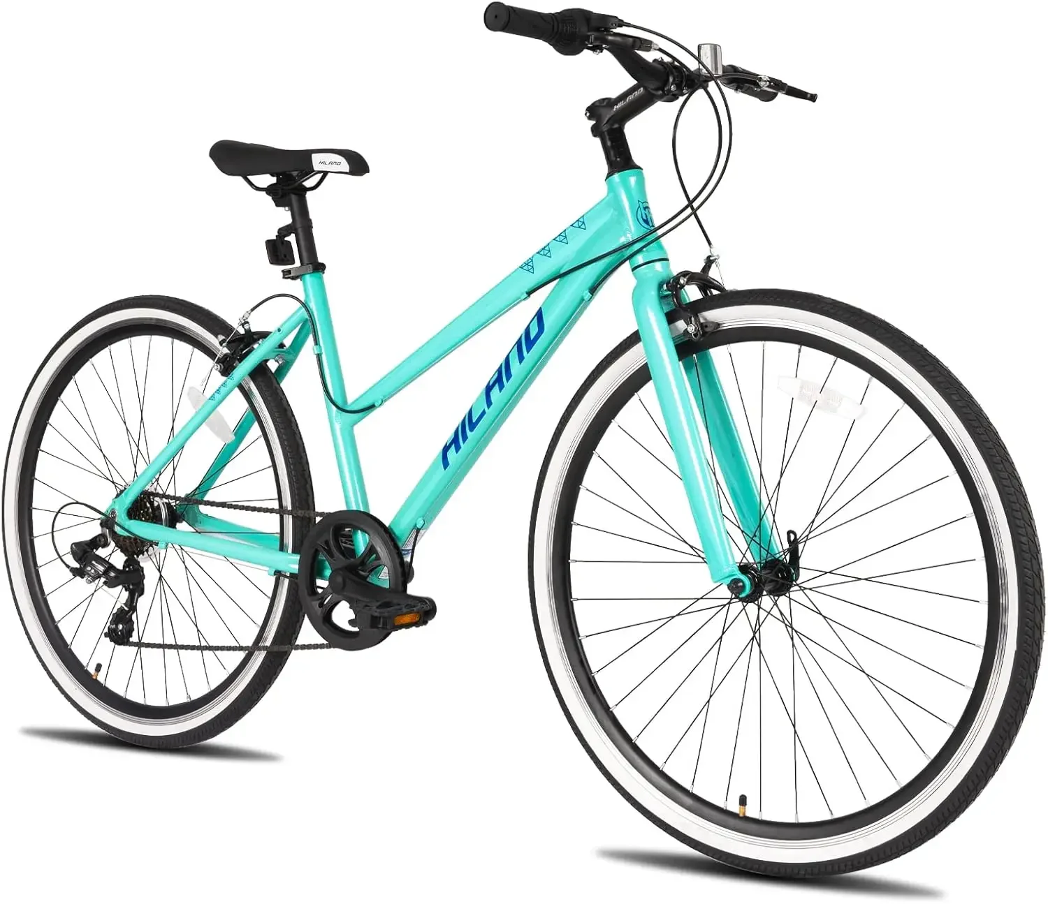 

Mens and Womens Hybrid Bike, Step-Over or Step-Through Frame, 700C Wheels Urban Commuter Bike, 7 Speeds Road Bicycle for Adult