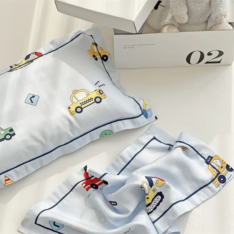 1pcs Cartoon Children\'s Tencel Pillowcase 30X50 Summer Kindergarten Baby Cool Pillowcase Student Single Pillowcase 1