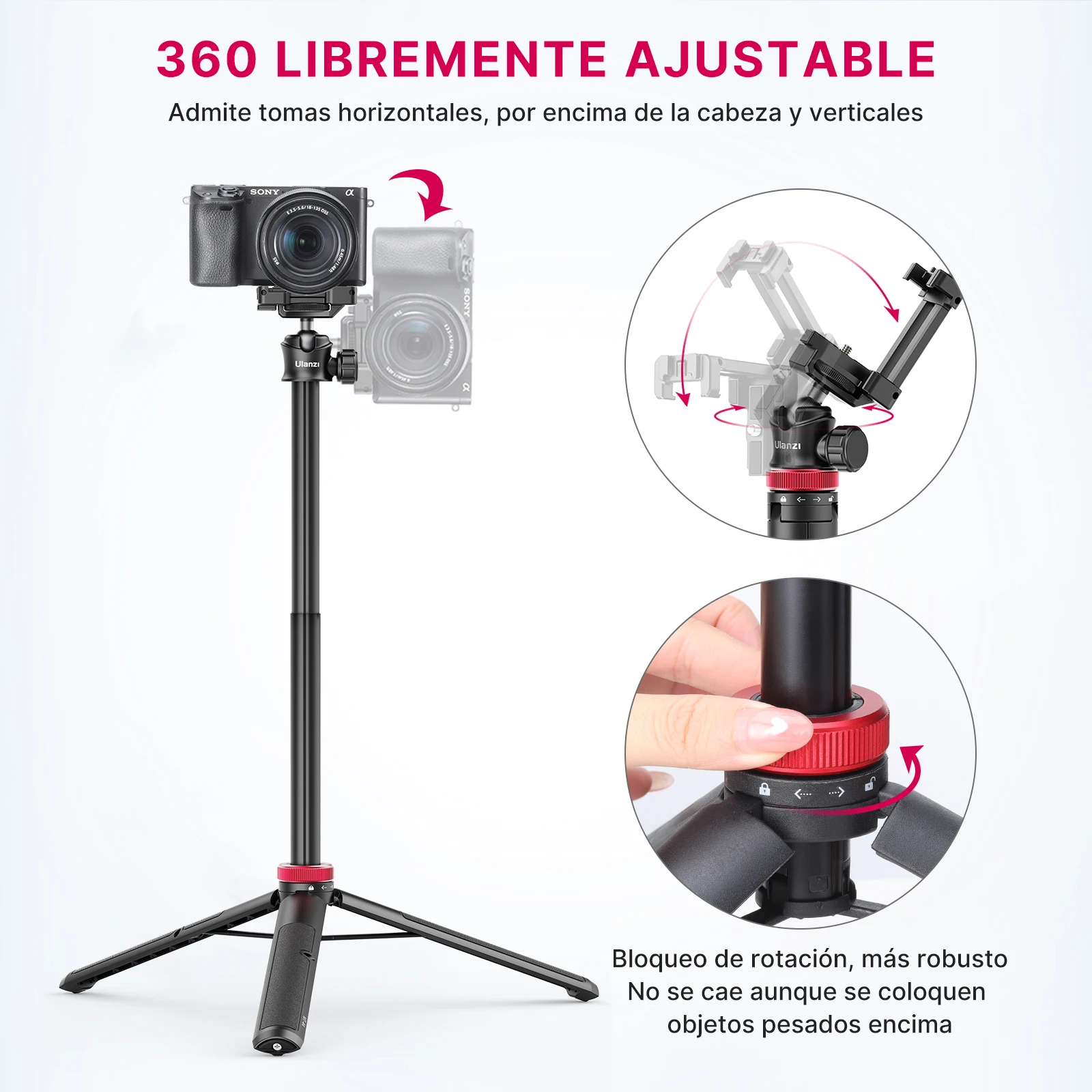 Ulanzi MT-44 Extend Livestream Tripod Stand 42inch Tripod with Phone Mount Holder Vertical Shooting Phone DSlR Camera Tripods